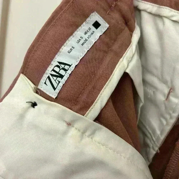 ZARA Women's Trouser Pants High Waisted Pink Size S Pockets Elastic Waist NWOT - Picture 6 of 7